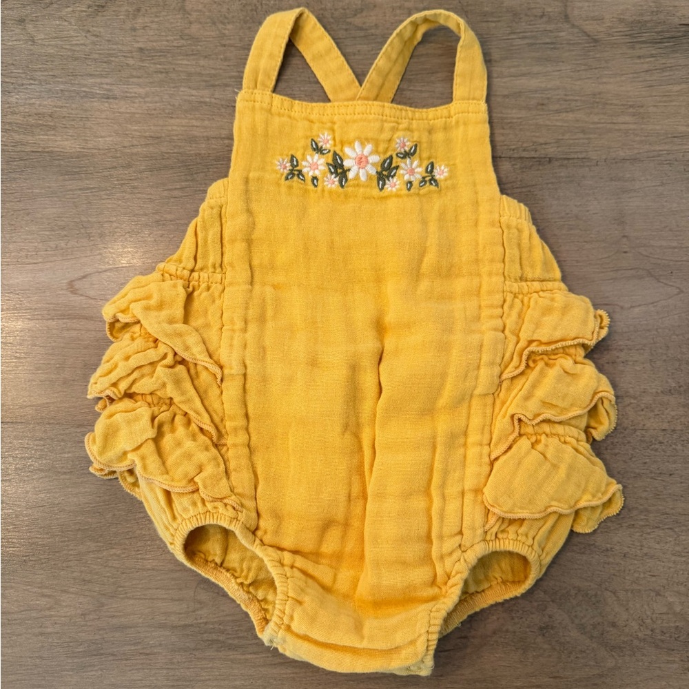 Angel Dear Romper with Floral Embroidery Size 6-12 Months